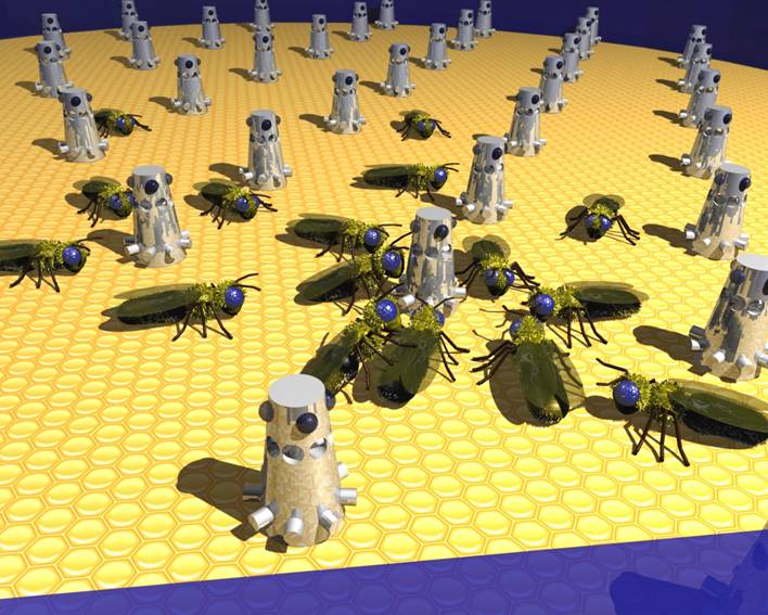 Um Schwarmintelligenz zu erforschen, werden im Artificial Life Lab Roboter programmiert, die sich wie Bienen im Kollektiv verhalten. 