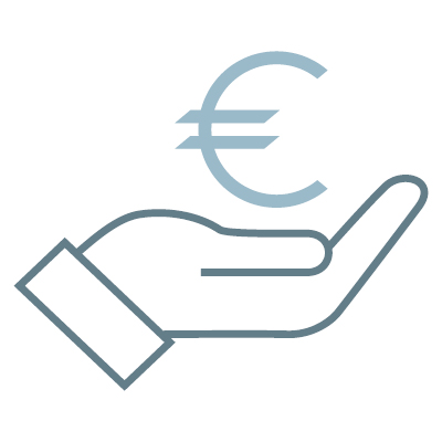 Grafik einer Hand, die ein Eurozeichen hält