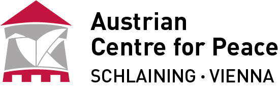 Logo des Austrian Centre for Peace: Zeigt eine Friedenstaube vor einem Burgturm. ©Austrian Centre for Peace