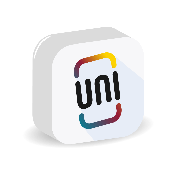 Das verkürzte youni-Logo: Uni in einer Umrahmung mit Farbverlauf