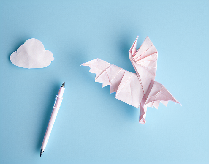 Origami Wolke und Bleistift 