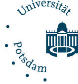 blue on white background: logo of the university of potsdam and identical text ©Universität Potsdam