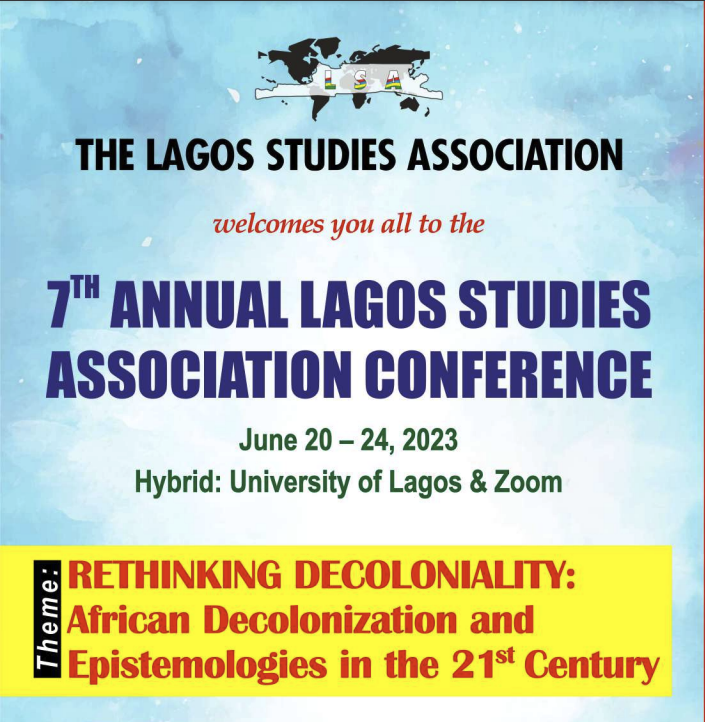 first page of the programme booklet stating the theme of the 7th annual Lagos Studies Association Conference 2023: Re-thinking Decoloniality ©Lagos Studies Association