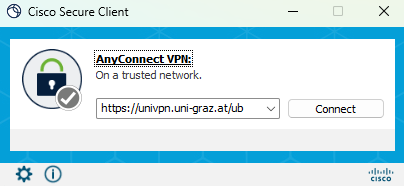 Tragen Sie bitte vor dem Login https://univpn.uni-graz.at/ub in das Adressfeld des VPN ein. 