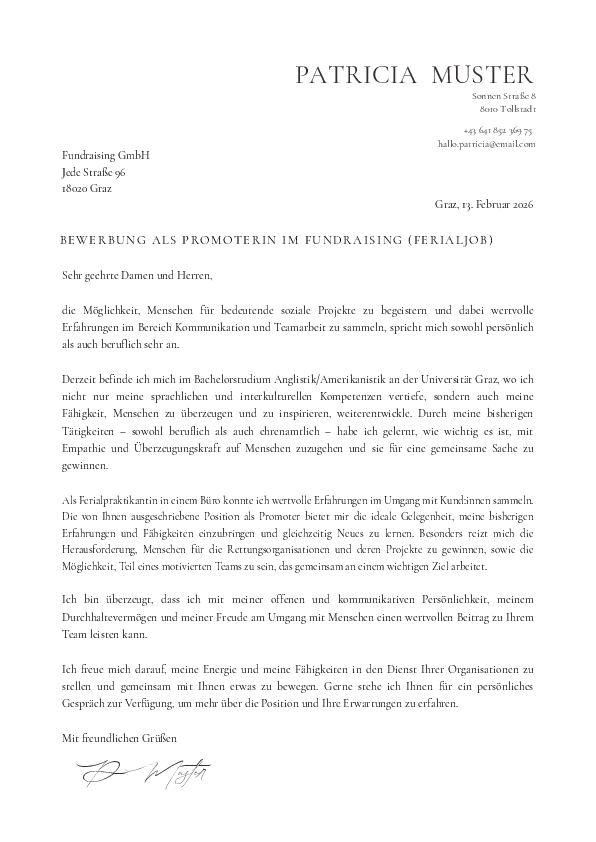 Vorlage Anschreiben 