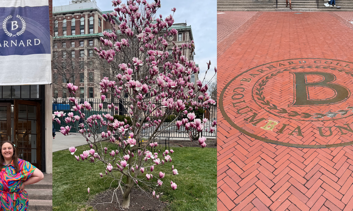 Foto mit Sebastian und Angela, Barnard Magnolia, Barnard / Columbia Siegel. 