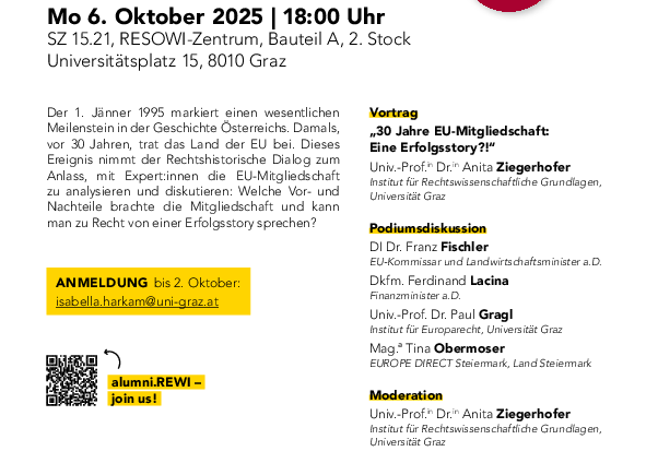 Plakat Veranstaltung "30 Jahre EU-Mitgliedschaft Österreichs" 