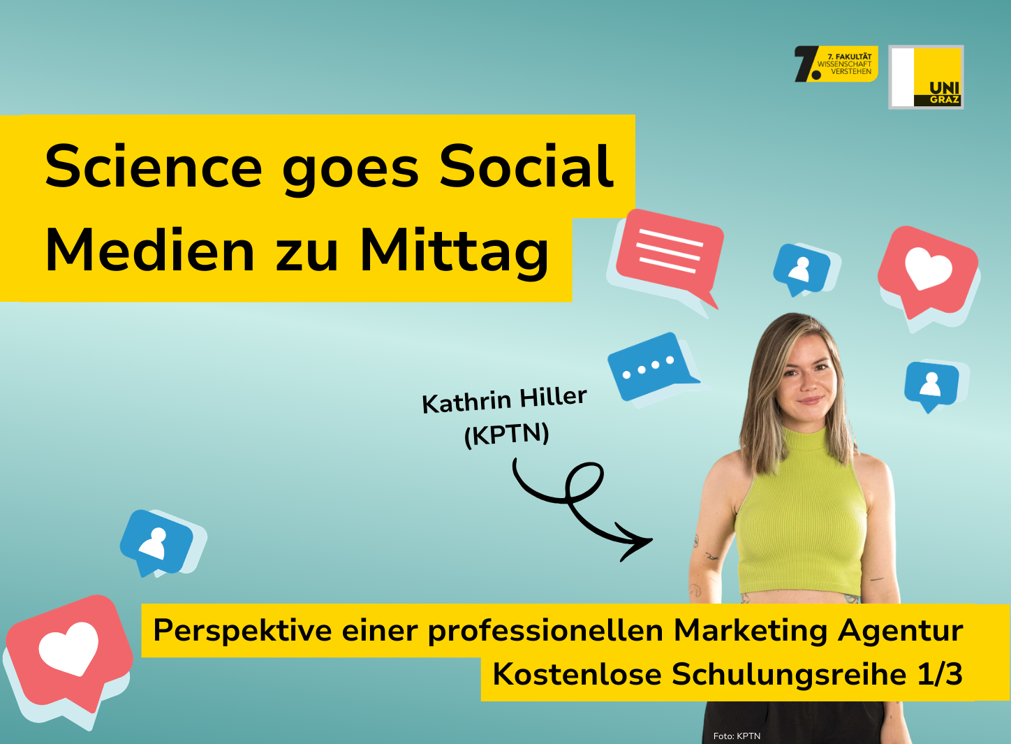 Science goes Social Termin 1 mit Kathi Hiller ©Uni Graz/Canva/Plattner