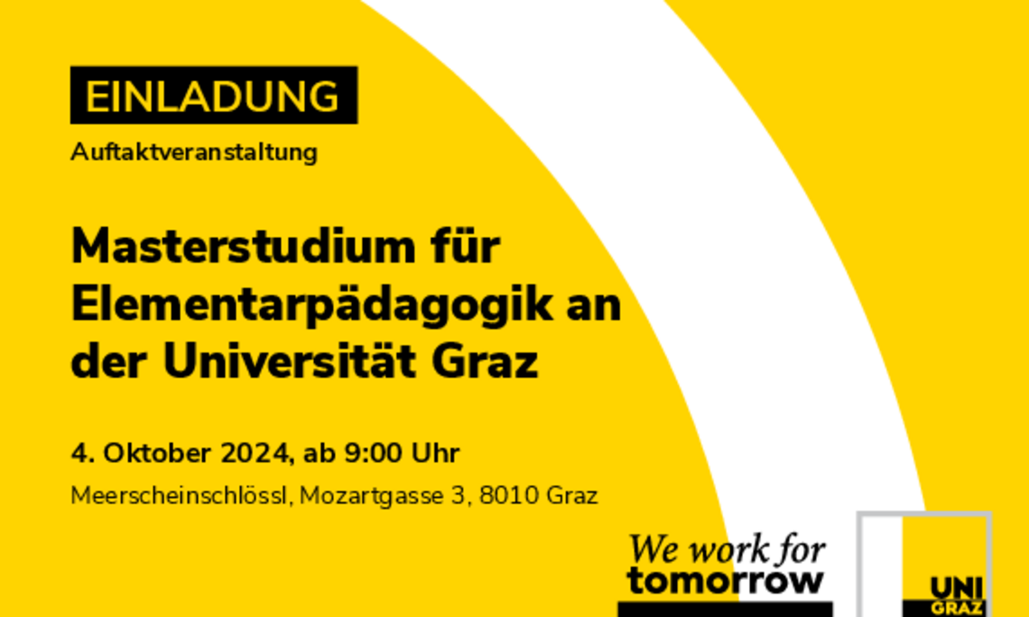 yellow-white invitation with black fonts for opening of master studies early childhood education