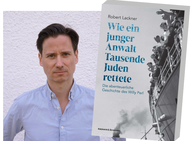 Bild Robert Lackner und Buchcover 