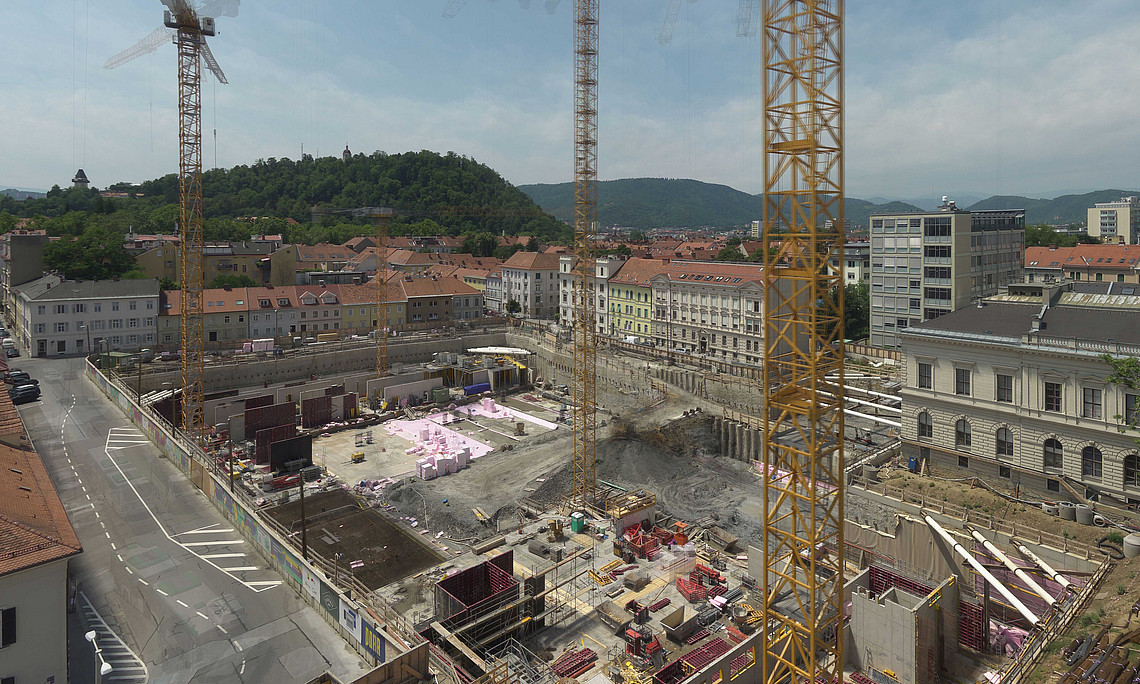Blick auf die Baustelle von der Webcam aus