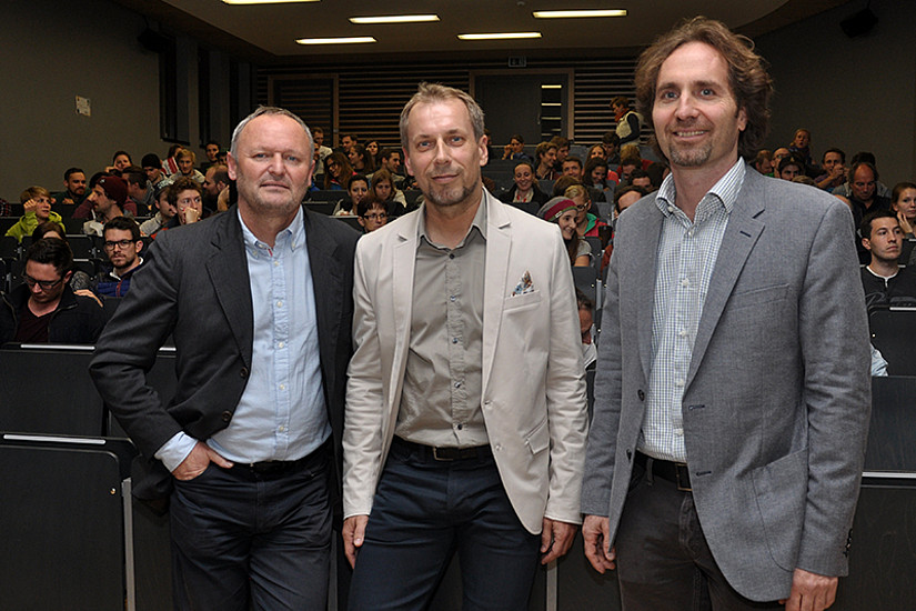 Training statt Tablette: Peter Hofmann, Gerhard Tschakert und Manfred Wonisch (v.l.), Foto: Uni Graz/Schweiger