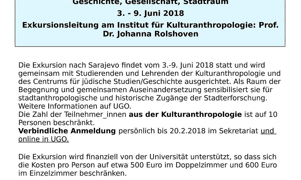 Exkursion Sarajevo 3.-9.6.2018