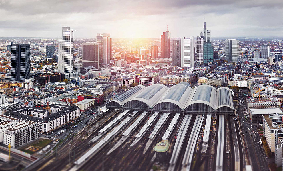 Bahnhofsviertel Frankfurt aus der Luft