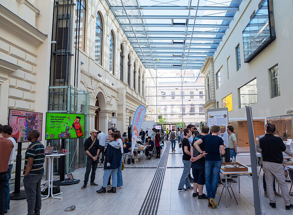 A view of the University Library foyer during the Long Night of Research 