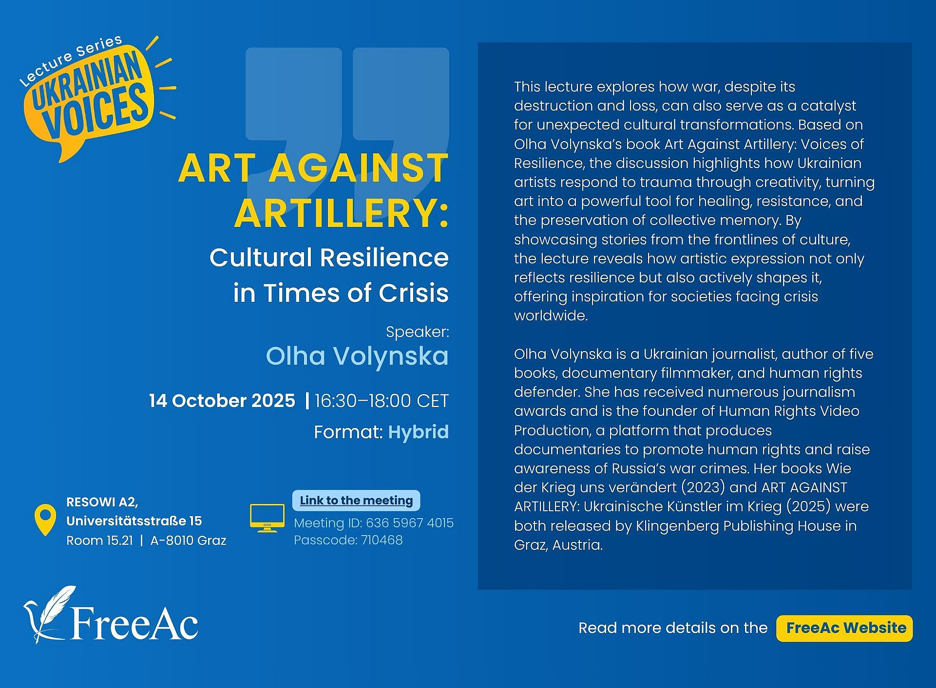 Flyer Olha Volynska Veranstaltung 