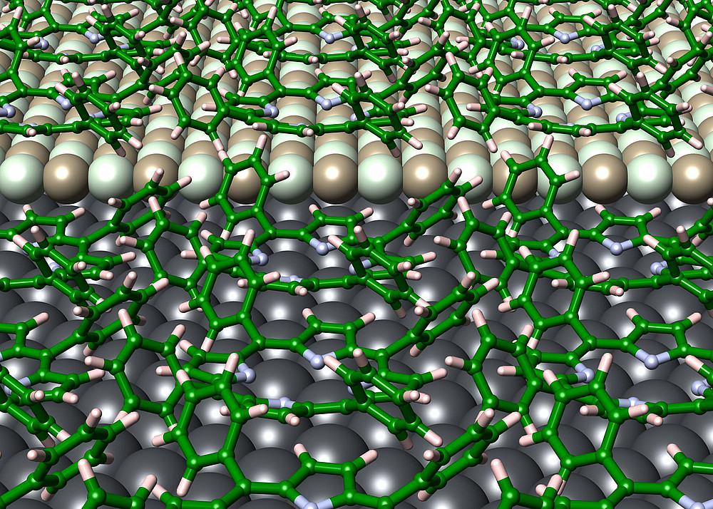 The structure of a monolayer of porphyrin molecules on a metal and an oxide surface ©Uni Graz/Sterrer