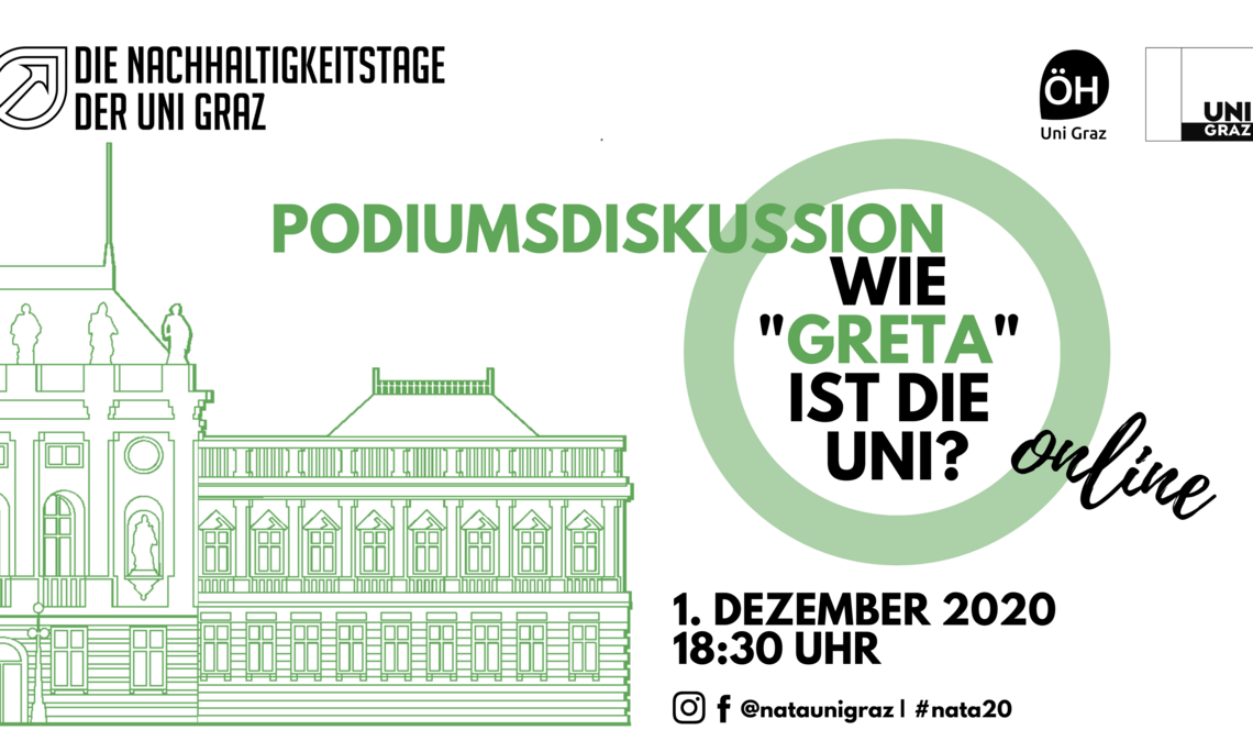 Podiumsdiskussion zum Thema Nachhaltigkeit an der Uni Graz: Heute, ab 18:30 Uhr über Youtube. Foto: Uni Graz