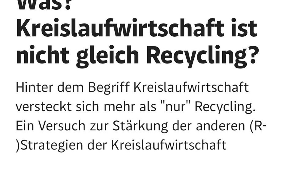 Erster Blog-Artikel zur Kreislaufwirtschaft