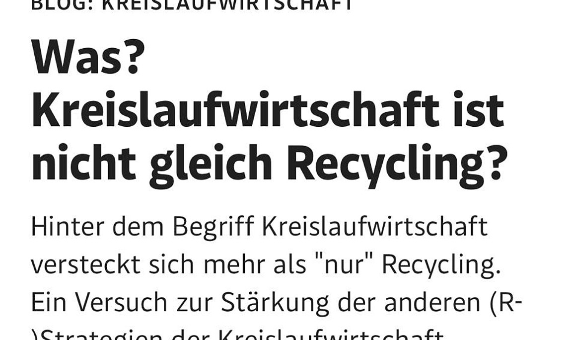 Erster Blog-Artikel zur Kreislaufwirtschaft