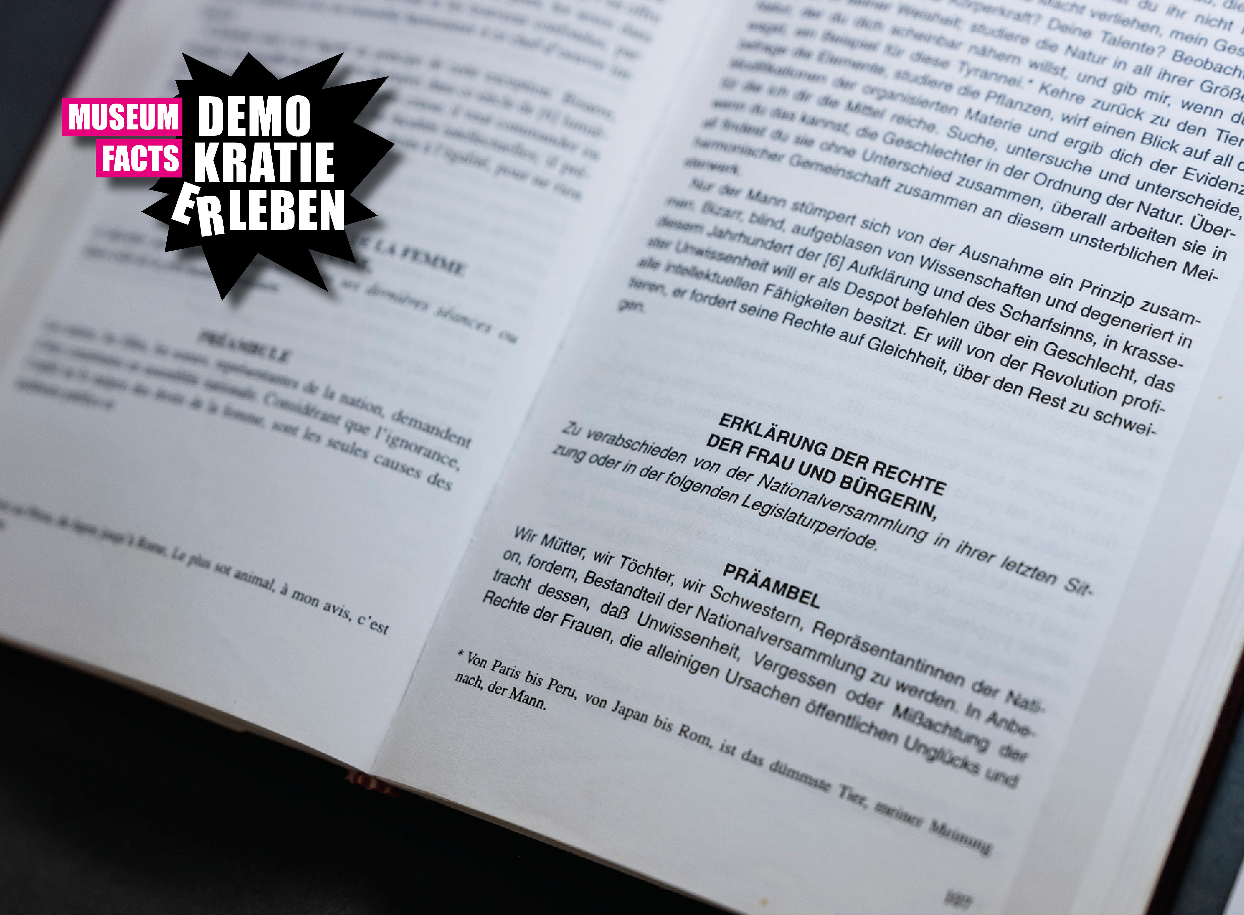 Auszug aus Olympe de Gouges "Erklärung der Rechte der Frau und Bürgerin" ©KANIZAJ photography