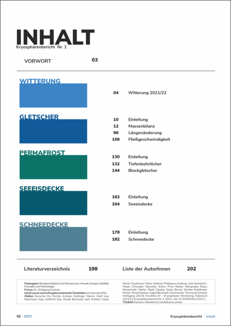 Erster Bericht - Inhaltsverzeichnis ©KryoMon.AT