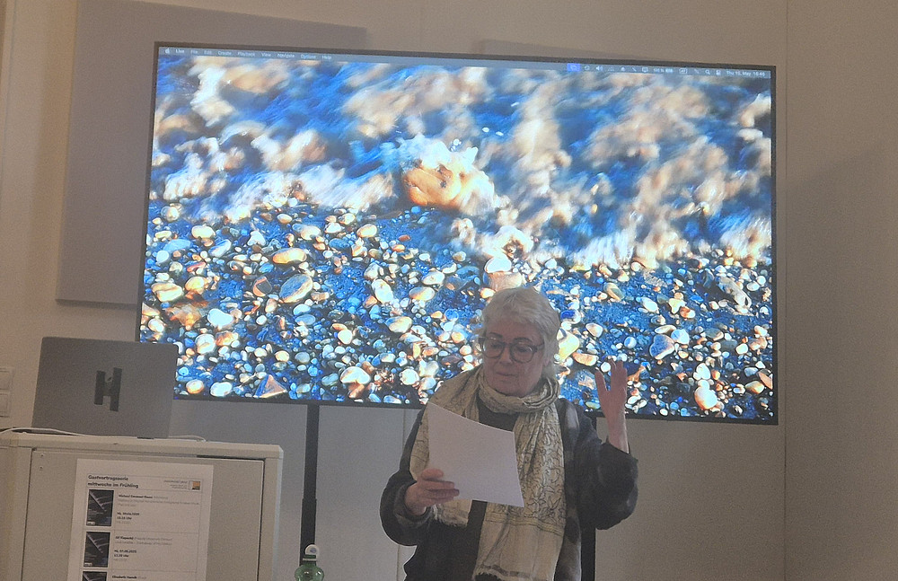 Frau vor Leinwand hält eine Präsentation ©Elisabeth Holler