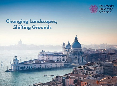 logo of the student conference 2027 of the european joint masters programme in english and american studies indicating the theme changing landscapes, shifting grounds ©Dorian Mongel @Unsplash