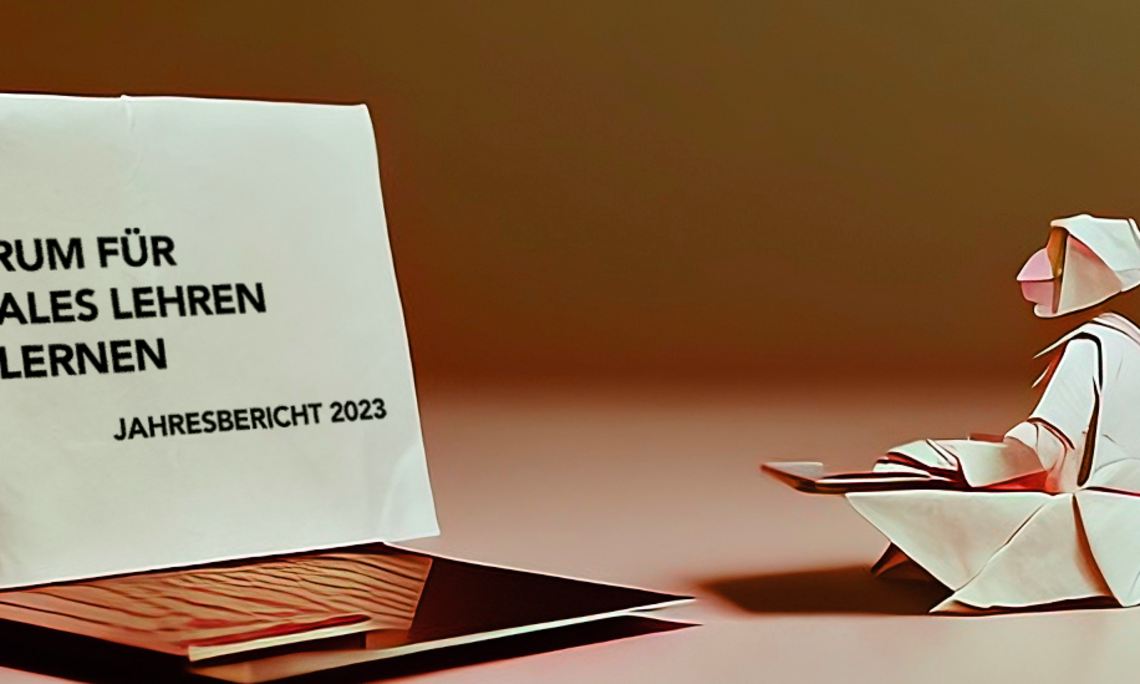 Zierbild Laptop und Figur in Origami-Stil