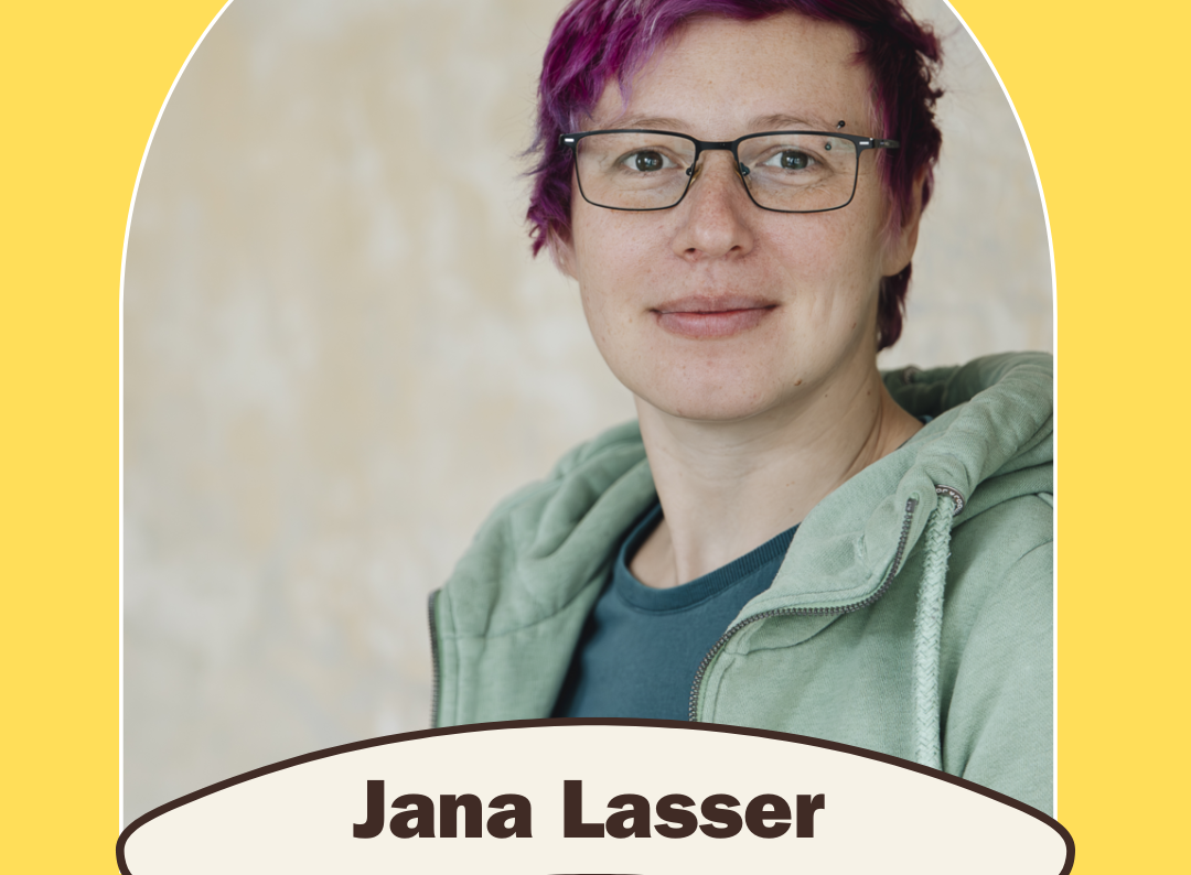 Portrait Jana Lasser, Schaufenster, Canva-Grafik 