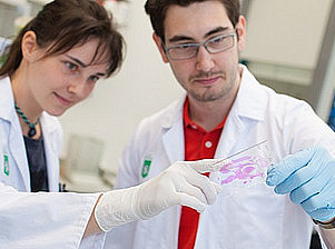 Two people in a laboratory symbolize the Department of Neuroscience ©BioTechMed-Graz