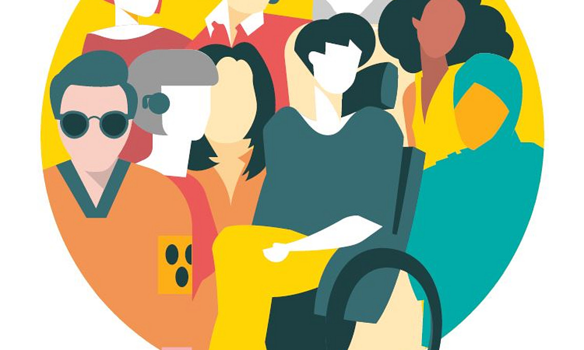 A joint portrait of students with disabilities, of different races and beliefs. By Valeriy Badalov CC BY SA 4.0