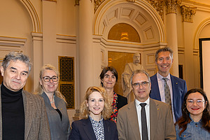Group photo taken during the minister's visit to the auditorium of the University of Graz
