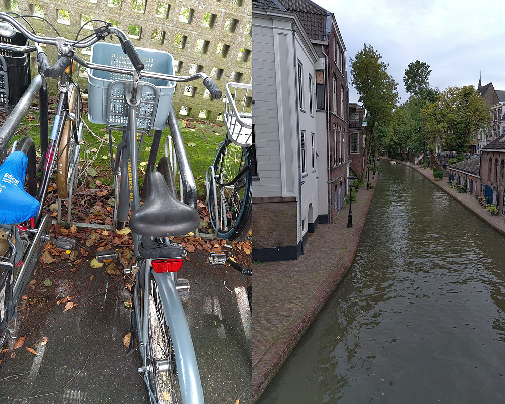  Collage Fahrräder und Fluss in den Niederlanden 