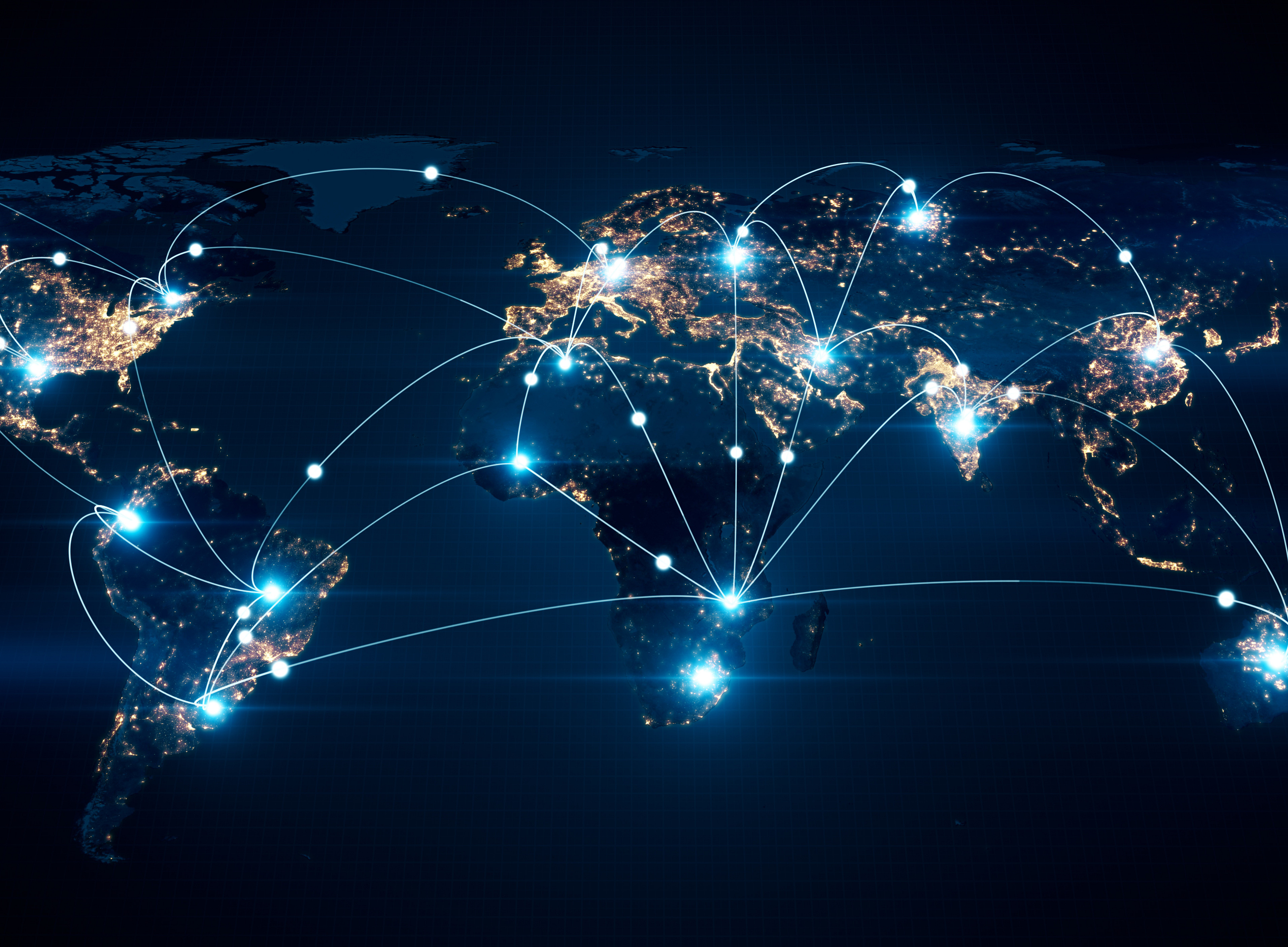 Kontinente durch Lichtpunkte verbunden ©flashmovie - stock.adobe.com