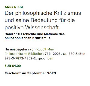 Philosophischer Kritizismus ©Meiner Verlag