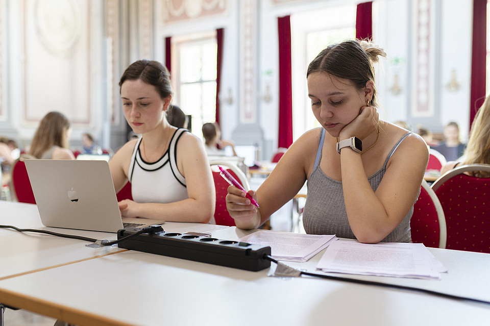 2 people in the lecture theatre