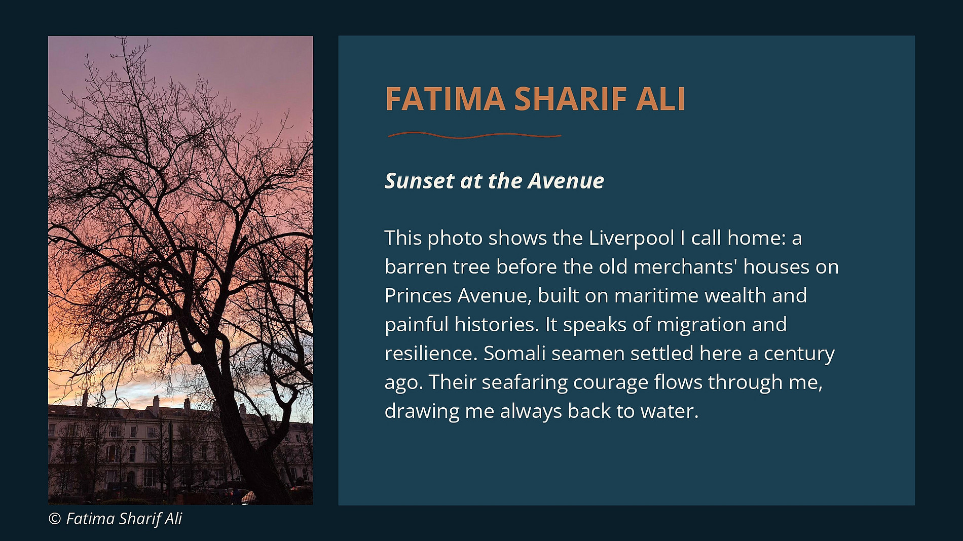 Fatima Sharif Ali's photo at the Exhibition Currents of Change, Liverpool 