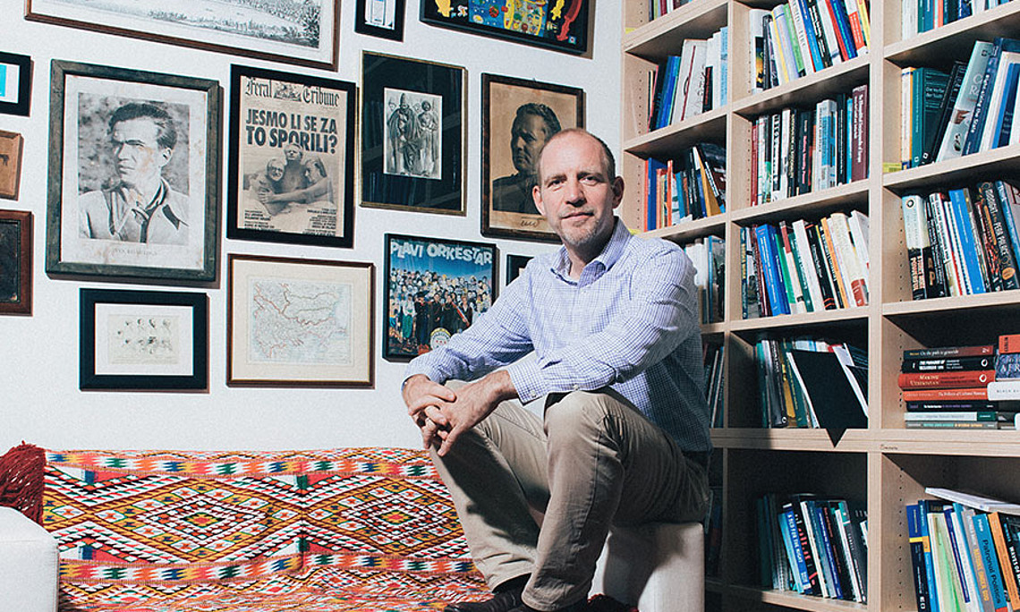 Florian Bieber vom Zentrum für Südosteuropastudien spricht über mögliche Erweiterungen der EU gen Osten. Foto: Uni Graz/Kanizaj. 