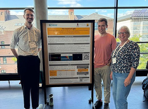 Silvia, Sebastian and David in front of the posters at conference 