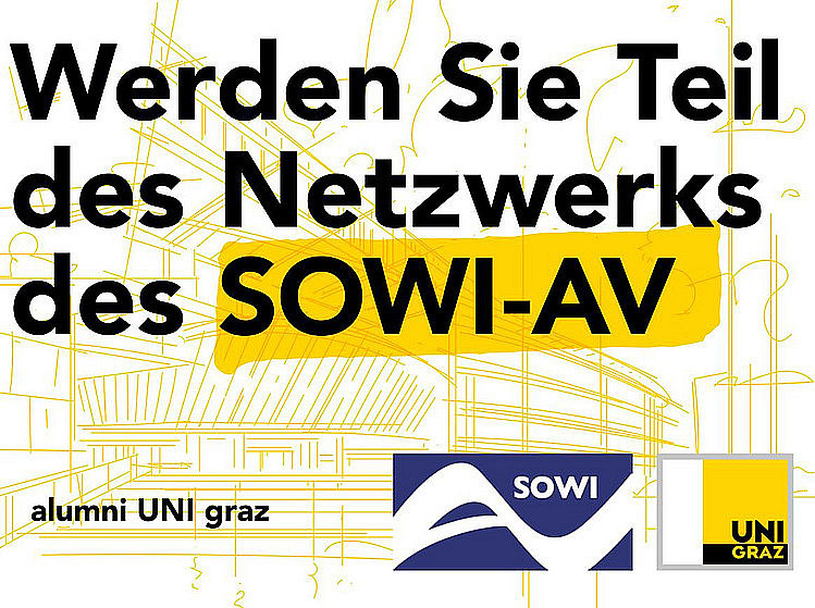 Plakat mit dem Schriftzug "Werden Sie Teil des Netzwerks des SOWI-AV", Mitgliedschaft SOWI-AV ©SOWI-AV