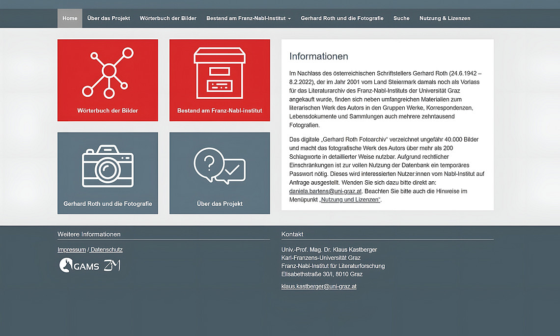 Homepage des digitalen Archivs