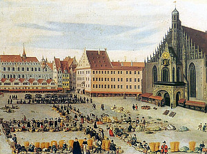 Lorenz Strauch, Der Markt zu Nürnberg, 1594 ©Skambraks