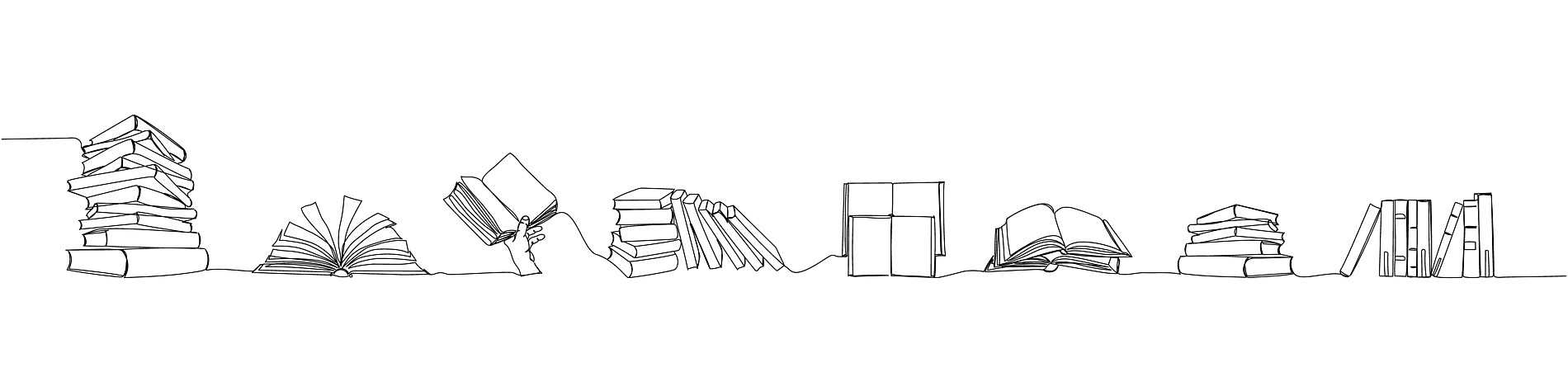 A set of several books of different sizes, angles one line art. ©sahs94 - stock.adobe.com