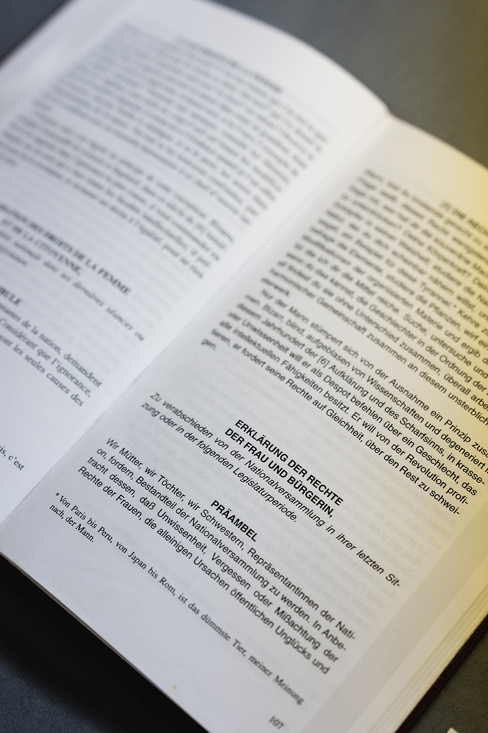 Olympe de Gouges Erklärung der Rechte für Frauen und weibliche Bürgerinnen, 1791. ©KANIZAJ photography