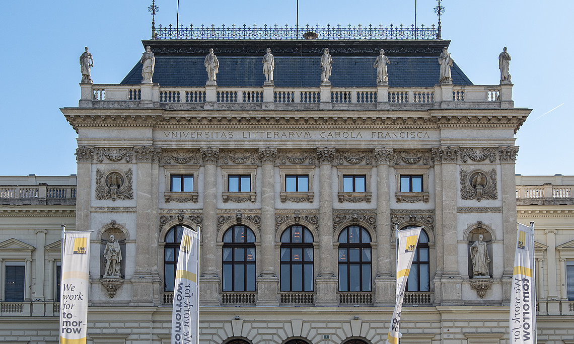 A picture of the main building of Uni Graz on a sunny day