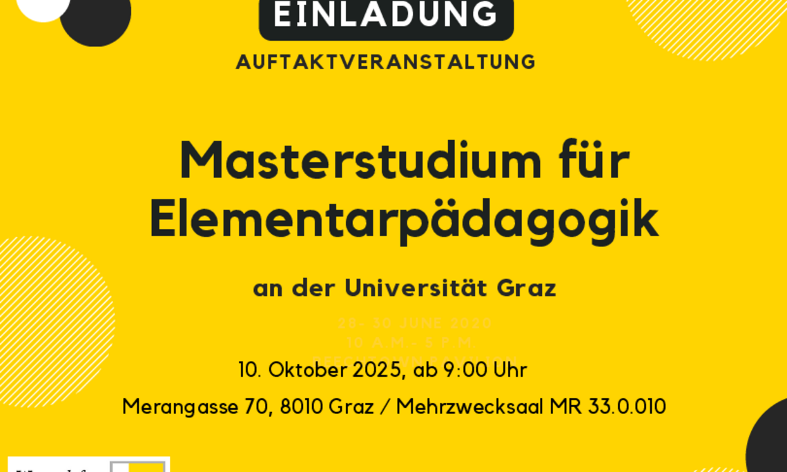 gelber Flyer mit Text zur Einladung zum Masterstart Elementarpädagogik