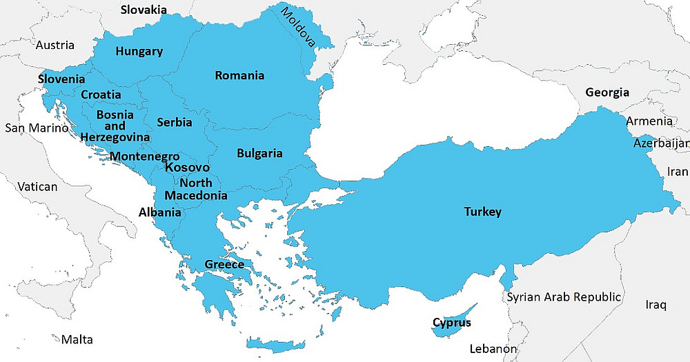 Karte Schwerpunkt Süosteurope 