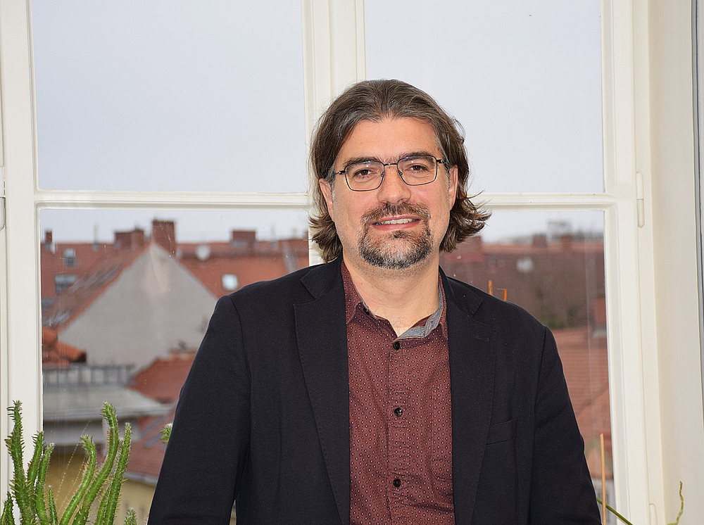 Stefano Saracino at the window of his office 