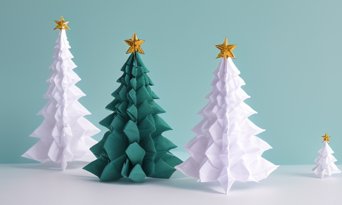 Origami-Weihnachtsbäume